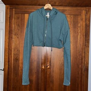 ALO Yoga Teal Blue Cropped Hoodie